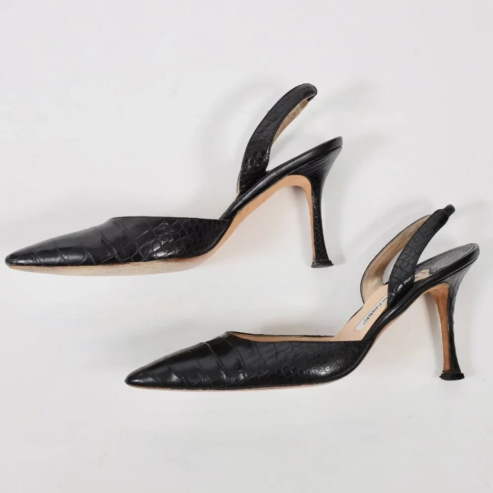 Manolo Blahnik Carolyne crocodile alligator shoes - Picture 3 of 11